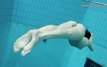 Skinny Russian teen Gazel Podvodkova loves nude swimming fro a pool
