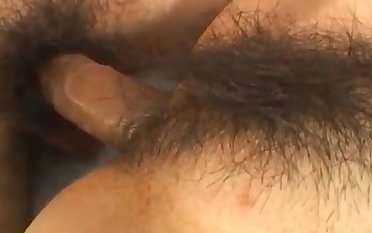 Young Japanese fucked deep in her hairy pussy